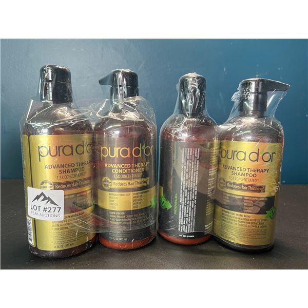 Lot of 2 Purador Advanced Therapy Anti-Hair Thinning Shampoo & Condtioner Sets