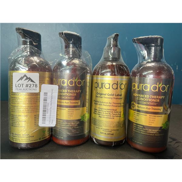 Lot of 2 Purador Advanced Therapy Anti-Hair Thinning Shampoo & Condtioner Sets