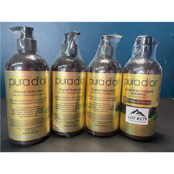 Lot of 4 Purador Gold Label Anti Hair-Thinning Shampoos