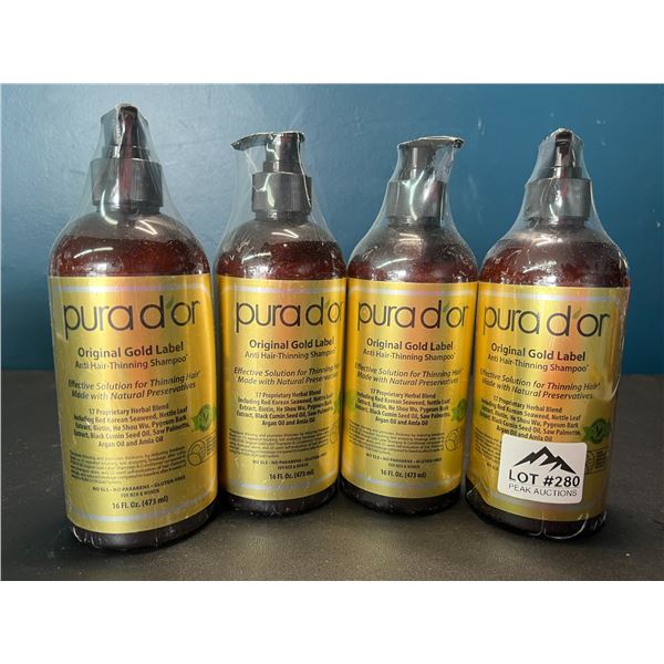 Lot of 4 Purador Gold Label Anti Hair-Thinning Shampoos