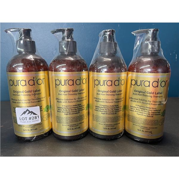Lot of 4 Purador Gold Label Anti Hair-Thinning Shampoos