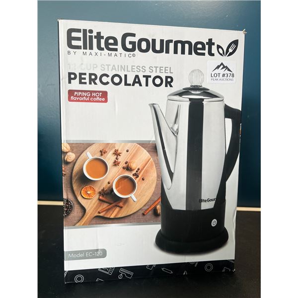 Lot of 1 Elite Gourmet 12 Cup Stainless Steel Percolator