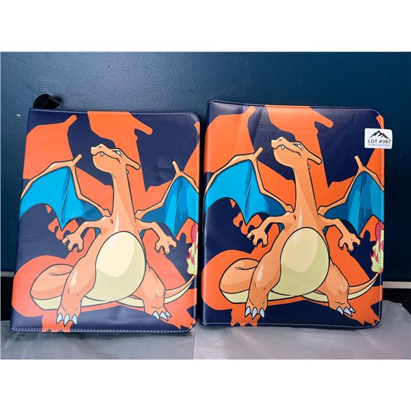 Lot of 2 Leather Pokemon Premium Card Binders - Holds 900 Cards per Binder (Large Size Binders)