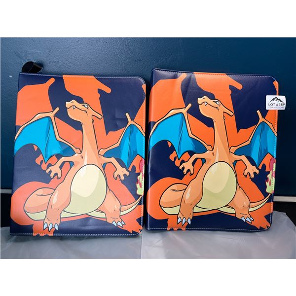 Lot of 2 Leather Pokemon Premium Card Binders - Holds 900 Cards per Binder (Large Size Binders)