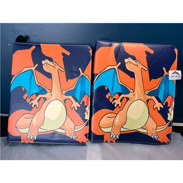 Lot of 2 Leather Pokemon Premium Card Binders - Holds 900 Cards per Binder (Large Size Binders)