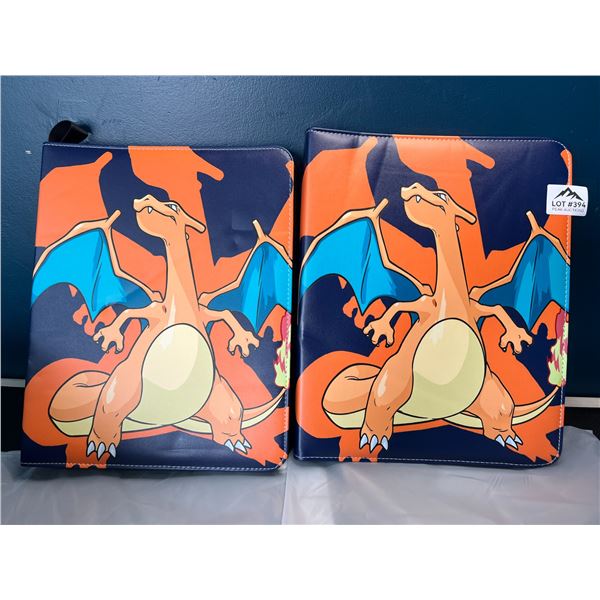 Lot of 2 Leather Pokemon Premium Card Binders - Holds 900 Cards per Binder (Large Size Binders)
