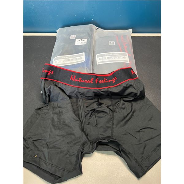 Lot of 2 Packs of Natural Feeling Mens Underwear/Boxer Briefs - 5 per pack - Size Small