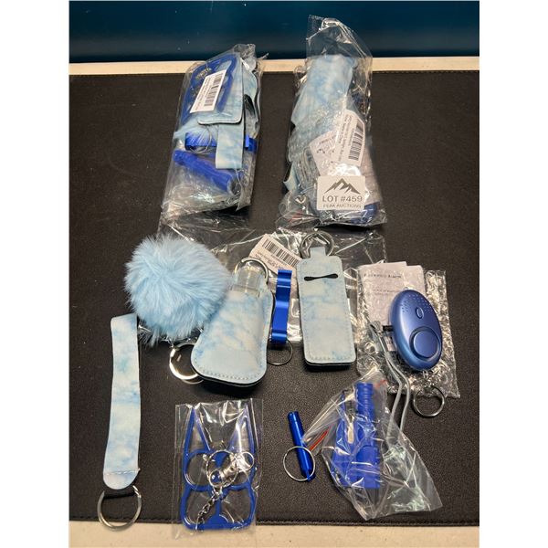 Lot of 3 Safety Keychain Sets w/ Flashlight, Alarm, etc.