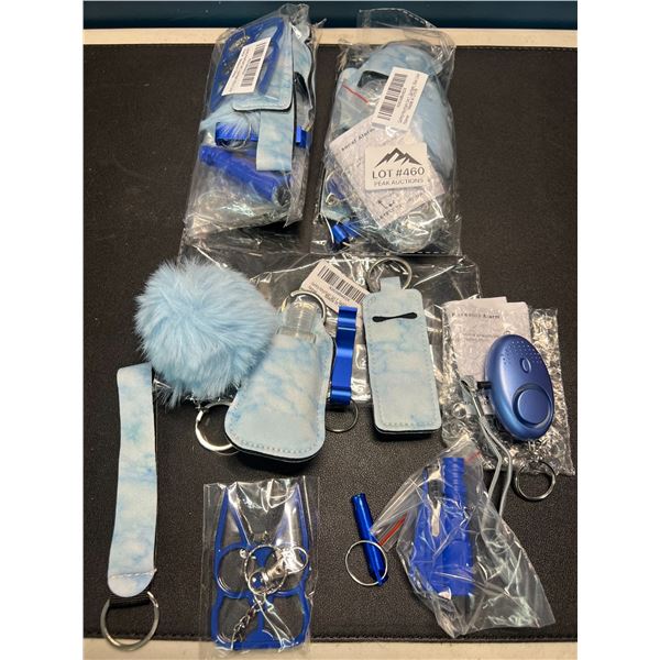 Lot of 3 Safety Keychain Sets w/ Flashlight, Alarm, etc.