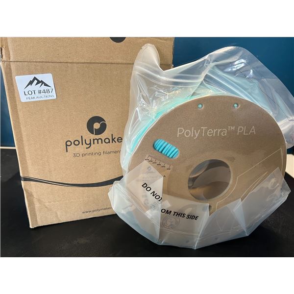 Lot of 1 Roll of PolyMaker PLA 3D Printing Filament - Teal Blue