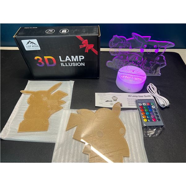 Lot of 1 Pokemon 3D LED Color-Changing Lamp w/ Remote Control - 3 Pokemon Designs Included!
