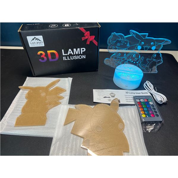 Lot of 1 Pokemon 3D LED Color-Changing Lamp w/ Remote Control - 3 Pokemon Designs Included!