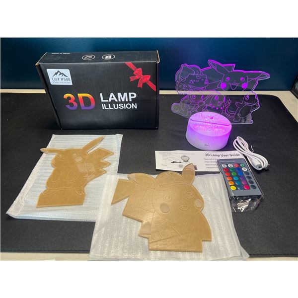 Lot of 1 Pokemon 3D LED Color-Changing Lamp w/ Remote Control - 3 Pokemon Designs Included!