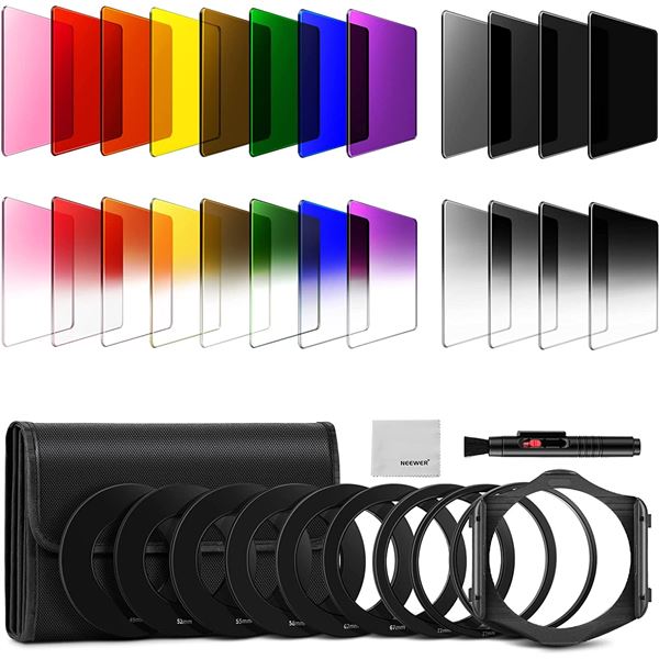Lot of 1 Neewer Square Graduated Full Color Lens Filter Set - 24 PCS
