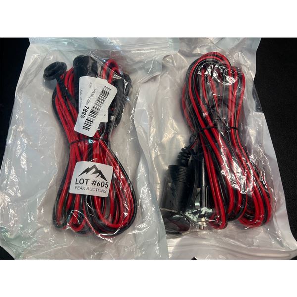 Lot of 2 12V Extension Cords w/ Lighter Plug Socket