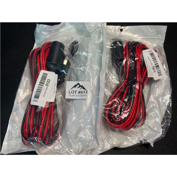 Lot of 2 12V Extension Cords w/ Lighter Plug Socket