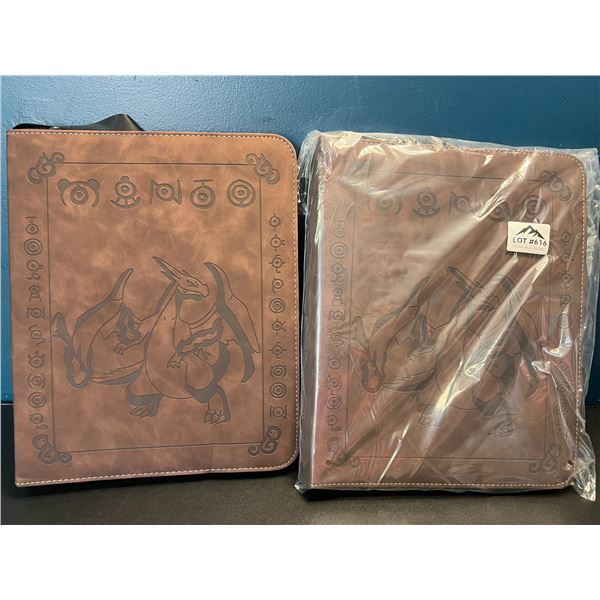 Lot of 2 Leather Pokemon Premium Card Binders - Holds 900 Cards per Binder (Large Size Binders)