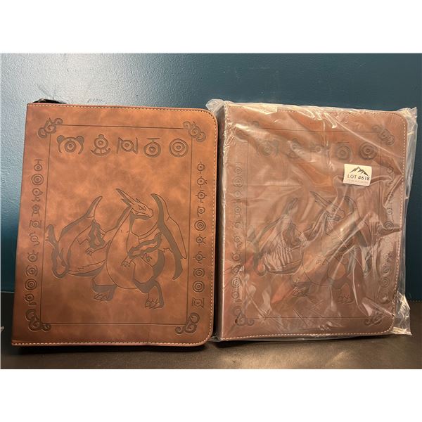 Lot of 2 Leather Pokemon Premium Card Binders - Holds 900 Cards per Binder (Large Size Binders)