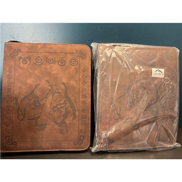 Lot of 2 Leather Pokemon Premium Card Binders - Holds 900 Cards per Binder (Large Size Binders)