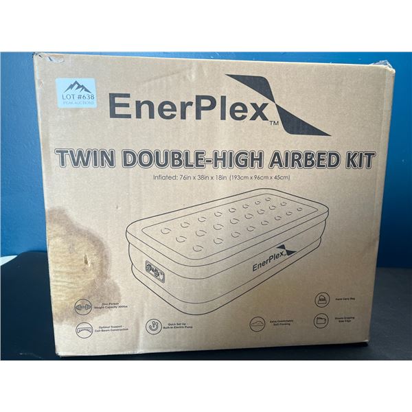 Lot of 1 Enerplex Twin Double-High Airbed Kit w/ Built-In Pump (7.6x38x18inch)