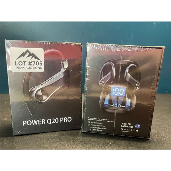 Lot of 2 Pairs of Power Q20 Pro Wireless Bluetooth Sport Earbuds