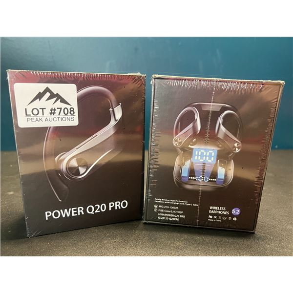 Lot of 2 Pairs of Power Q20 Pro Wireless Bluetooth Sport Earbuds