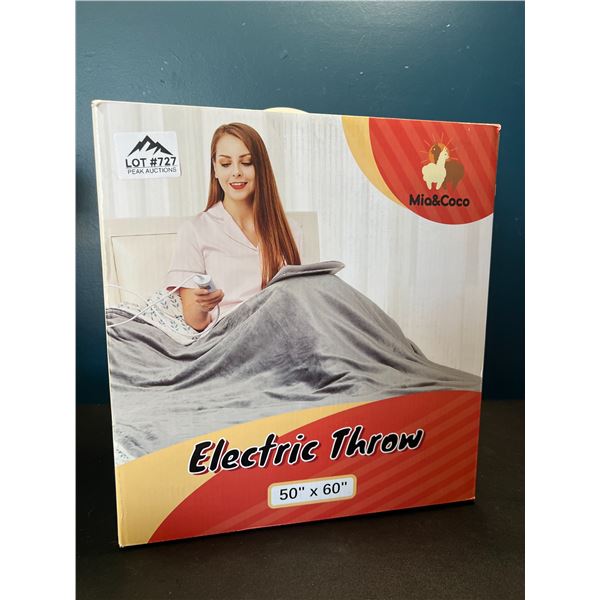 Lot of 1 Electric Heated Throw Blanket - 50x60inch - Grey