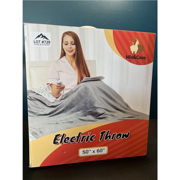 Lot of 1 Electric Heated Throw Blanket - 50x60inch - Grey