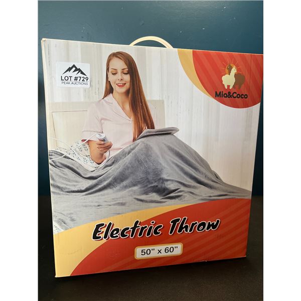 Lot of 1 Electric Heated Throw Blanket - 50x60inch - Grey