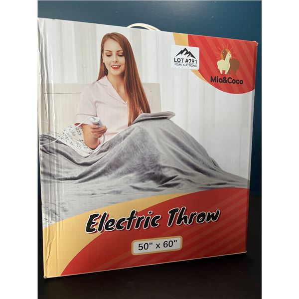 Lot of 1 Electric Heated Throw Blanket - 50x60inch - Grey