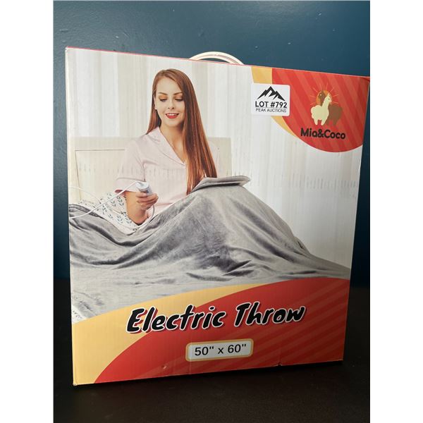 Lot of 1 Electric Heated Throw Blanket - 50x60inch - Grey