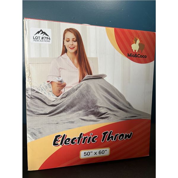 Lot of 1 Electric Heated Throw Blanket - 50x60inch - Grey