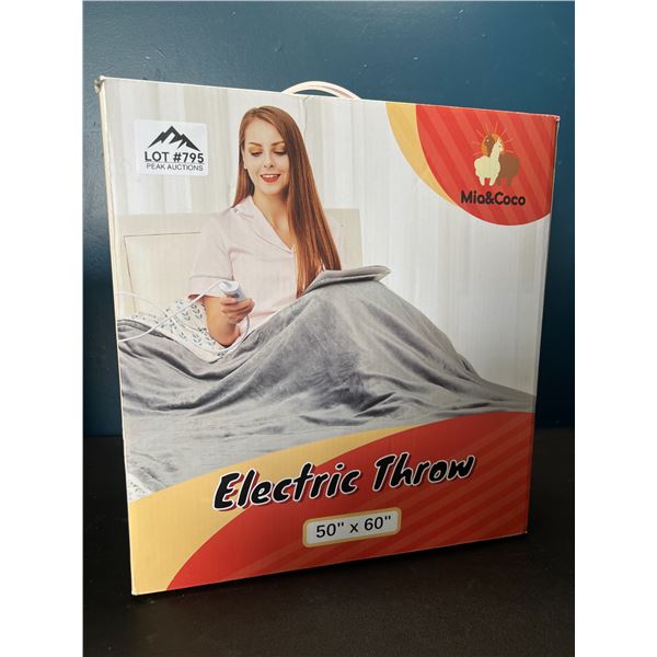 Lot of 1 Electric Heated Throw Blanket - 50x60inch - Grey