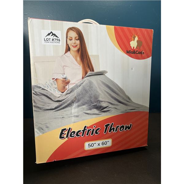 Lot of 1 Electric Heated Throw Blanket - 50x60inch - Grey