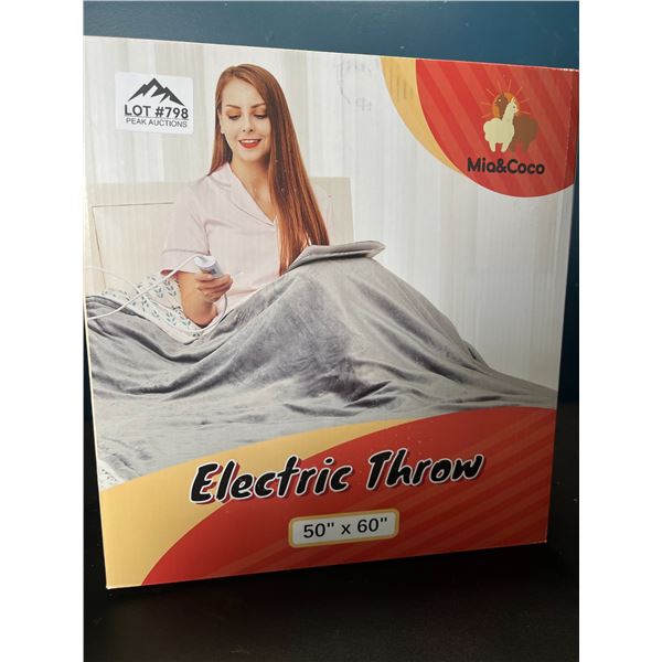 Lot of 1 Electric Heated Throw Blanket - 50x60inch - Grey
