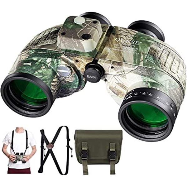 Lot of 1 Pair of QUNSE Military Binoculars -10x50 - Waterproof w/ Rangefinder Compass