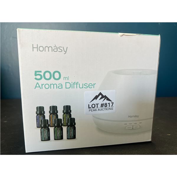 Lot of 1 Homasy 500mL Aroma Diffuser w/ 6 Essential Oils