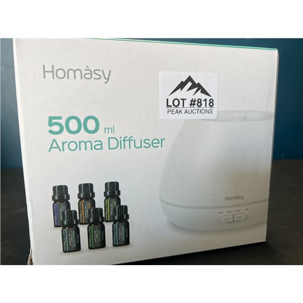 Lot of 1 Homasy 500mL Aroma Diffuser w/ 6 Essential Oils