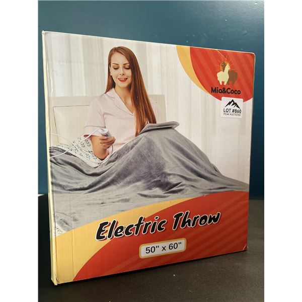 Lot of 1 Electric Heated Throw Blanket - 50x60inch - Grey