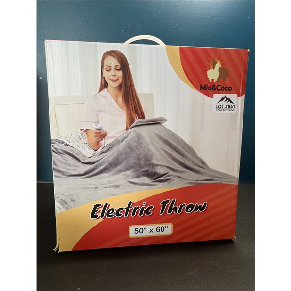 Lot of 1 Electric Heated Throw Blanket - 50x60inch - Grey
