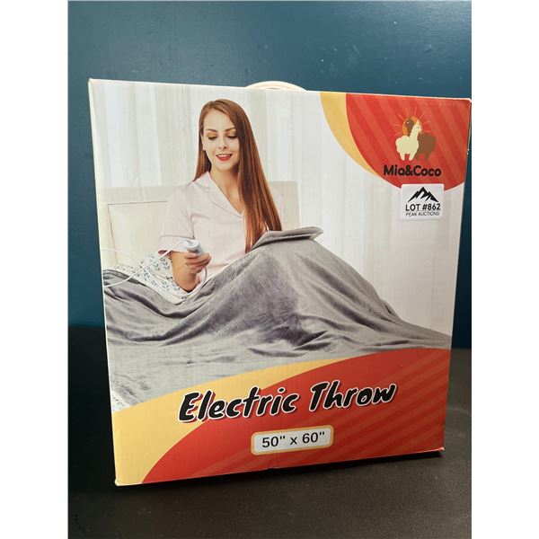 Lot of 1 Electric Heated Throw Blanket - 50x60inch - Grey
