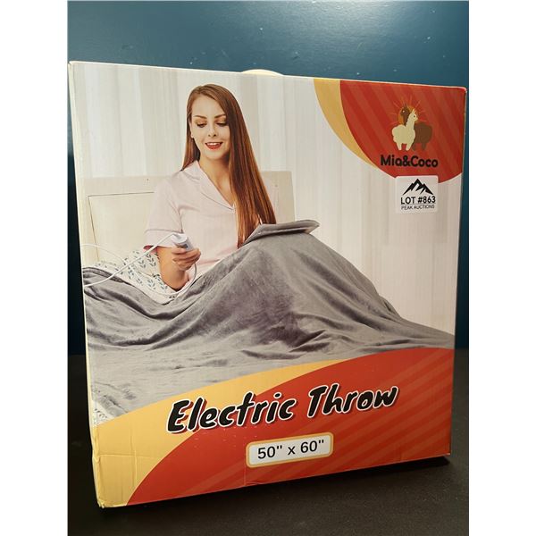 Lot of 1 Electric Heated Throw Blanket - 50x60inch - Grey