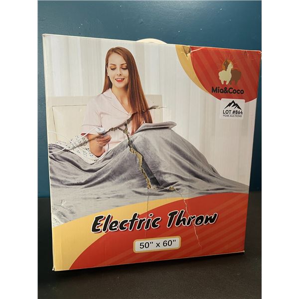 Lot of 1 Electric Heated Throw Blanket - 50x60inch - Grey
