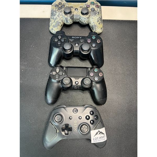 Lot of 4 Assorted Video Game Controllers - Used