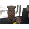 Image 1 : CARVED WOOD STOOL & MASK (2 PCS)