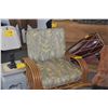Image 1 : RATTAN ARM CHAIRS W/CUSHIONS & ROUND GLASS TOP TABLE (3 PCS)