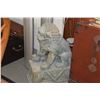 Image 5 : CAST BRONZE FOO DOGS ON BASE W/VERDIGRIS PATINA (24") (PAIR)