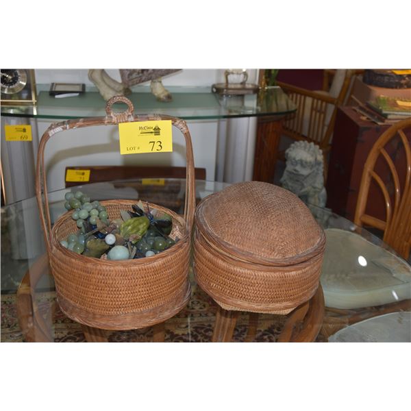 CHINESE SEMI-PRECIOUS STONE FRUITS W/BASKETS