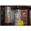 Image 2 : CHINESE FAMILLE ROSE CYLINDER VASES W/1 STAND (8" - 10") (3 PCS)