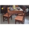 Image 1 : VINTAGE CHINESE BLACKWOOD CARVED MAHJONG TABLE & 4 CHAIRS (5 PCS)